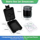 Bento Lunch Box Set With 10oz Soup Thermo, Leak-proof Lunch Containers with 4 Compartment, Kids Hot Thermo Food Jar/Insulation Lunch Bag, Food Containers for School (Black) by TinyTreasures Baby Boutique