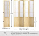 5.6FT Room Divider and Folding Portable Partition Screen, Chinese Japanese Shoji Style for Room Separation - 4 Panel (Natural) by CozyNest Decor