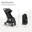 UPPAbaby Minu V3 Travel Stroller | Lightweight + Compact Design | One-Hand Fold + Unfold | from Birth + Overhead Compatible | Jake (Charcoal/Carbon Frame/Black Leather) by TinyTreasures Baby Boutique