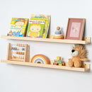 Picture Ledge Shelf for Wall, 36 inch Solid Pine Wood Nursery Book Shelves 2 Packs, Floating Ledge Shelves for Kids' Room Bedroom Bathroom Living Room Photo Frames Office Nursey Wall Decor, Natural by TinyTreasures Baby Boutique