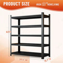 Heavy Duty 5-Tier Shelving Unit 2500LBS Capacity - Adjustable Steel Garage Shelves for Warehouse, Basement Storage(63''H x 39.4''W x 15.7''D) by GreenHaven Gardens