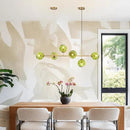 KCO Lighting 6 Green Glass Pendant Lights Kitchen Island Mid Century Modern Globe Sputnik Chandelier Brushed Gold Linear Island Light Fixture for Dining Room by CozyNest Decor