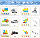 Wooden Vehicle Puzzles Toy Gift for 1, 2, 3 Years Old Boys Girls, Toddler Best Birthday Gift with 6 Vehicle Baby Montessori Color Shapes Learning Puzzles - Kids Educational Developmental Toys by TinyTreasures Baby Boutique