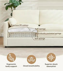 Tbfit Modern Couch Sofa, 89" Cloud Couch w/Pillows, Pocketed Spring Seat, Comfy 3-Seater Plush Foam Cushions, Chenille Fabric Removable Covers, Soft Upholstered Living Room Furniture Apartment, Beige by CozyNest Decor