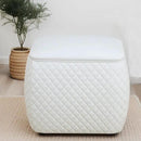 Ottoman Rectangular Storage Ottoman Bench, Faux Leather Footrest, Stool Footstool for Living Room, Bedroom, Entryway, White, 19.5"x15.5"x18" by CozyNest Decor