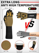 BBQ Oven Gloves, 1472℉ 3-Layers Heat Resistant Oven Mitts Silicone Non-Slip Cooking Gloves for Barbecue, Grilling, Baking, Welding, Smoker (A Pair) (Yellow) by GreenHaven Gardens