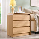 25" Tall Modern Nightstand Set of 2, 23.6" Wide Wood Bedside Table with Charging Station, 3 Storage Drawers Side Table w/Curved Profile Design,End Table for Bedroom, Natural Oak by CozyNest Decor