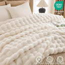 Cozy Faux Fur Throw Blanket for Bed-Warm Fuzzy Throw Blanket, Soft Plush Thick Bubble Blankets for Bedroom and Living Room, Furry Luxury Blanket, 90 x 108, Cream by CozyNest Decor