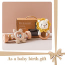 Youuys Wooden Baby Rattle Set (3pcs) - Crochet Rattle Rain Stick Teething Toys, Wooden Montessori Toy for Newborn Infant Baby Rattles Set Toys 3-6-12 Months(Lion) by TinyTreasures Baby Boutique