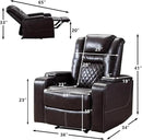 CANMOV Electric Power Recliner Chair with USB Ports and Cup Holders, Breathable Leather Home Theater Seating with Hidden Arm Storage (Brown) by CozyNest Decor
