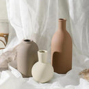 Ceramic Vases Set of 3, Modern Neutral Rustic Farmhouse Home Decor Pottery Pampas Decoration for Living Room, Table, Bathroom, Bedroom, Entryway - Brown by CozyNest Decor