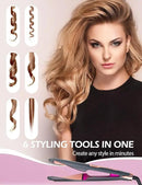 ANGENIL Pro Twist Ceramic Flat Iron 1 Inch, Dual Voltage Hair Straightener and Curler 2 in 1, Multi-Stylers Round Flat Iron Hair Curling Iron, Fast Heating LCD Display, 11 Adjustable Temp (250℉-450 ℉) by CozyNest Decor