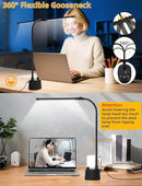 Desk Lamp with Dual Head & 10W Smart Dual USB Charging Port 5 Color Modes Dimmable Reading Light 2600 Lumens 12W Table Lamp for Bedside Office, Adapter Include by CozyNest Decor