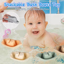 Mold-Free Baby Bath Toys Set 16 Pcs (2 Wind-Up Turtles, 7 No-Hole Sea Animals, 5 Stackable Boats, Fishing Net & Storage Bag) – BPA & Phthalate-Free, Ideal Water Table Baby Pool Toys for Kids Ages 1-3 by TinyTreasures Baby Boutique