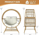 Egg Chair Outdoor Indoor, Oversized Rattan Chair with Thicken Cushion, 350LBS Capacity Wicker Patio Lounge Chair, Basket Chair for Living Room Balcony Porch Backyard, Beige by CozyNest Decor