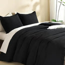 Litanika Black Comforter Full Size, 3 Pieces Boho Lightweight Solid Bedding Comforter Set, All Season Fluffy Bed Set (79x90In Comforter & 2 Pillowcases) by CozyNest Decor