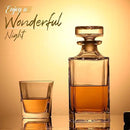 Glass Decanter with Airtight Geometric Stopper - Whiskey Decanter for Wine, Bourbon, Brandy, Liquor, Juice, Water, Mouthwash. Italian Lead-Free Glass (25.97 oz/768ml) by CozyNest Decor