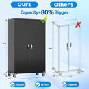 Upgraded Wide & Deep Extra Large Metal Storage Cabinet on Wheels,Lockable Garage Cabinets with 3 Pegboards,2 Tool Pouches for Garage,Office,Assembly Required,Black,43.3''W x 21.6''D x 72''H by GreenHaven Gardens