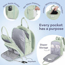 RUVALINO Diaper Bag Backpack-Multifunction Baby Travel Bag with Changing pad, Insulated Bottle Holders & Pacifier Case, Large Capacity, Waterproof, Mint Green by TinyTreasures Baby Boutique