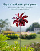 Wind Spinners Outdoor - Red Metal Windmill with Stake for Yard and Garden, Kinetic Wind Sculptures & Spinners, Gift Decor Ideas for Garden Lovers (12" W x 70" H) by CozyNest Decor