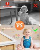Edge Corner Protector Baby Proofing, 6.56FT 0.6'' Thicken L-Shape Furniture Fireplace Safety Bumper Guard with 6 Corners, Pre-Taped, Soft NBR Rubber Foam, Table Edge Protector for Baby (White) by TinyTreasures Baby Boutique