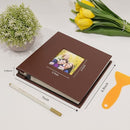 RECUTMS Small Photo Album Self Adhesive Scrapbook Magnetic Photo Albums for 4x6 5x7 8x10 Pictures for Baby Family Wedding 40 Pages with Metal Pen and Plastic Board (Brown) by TinyTreasures Baby Boutique