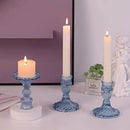 12Pcs 4" H Aqua Blue Candlestick Holders Set- Taper Candle Holders Bulk, Glass Candle Holders for Wedding, Party, Romantic Dinner Table Centerpieces, Festival Gifts & Windowsill Decor by CozyNest Decor