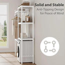 CABIHOME 5-Tier Over-The-Washer Shelf - Adjustable Height Laundry Organizer Space Saver, Double-Layer 100lb Shelves, 2 Hooks for Bathroom/Balcony (White)