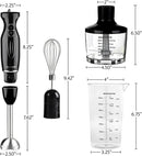 OVENTE Immersion Hand Blender, 300W Electric Handheld Portable Stick Mixer Set with 2 Mixing Speed, Stainless Steel Blades, Egg Whisk Attachment, Mixing Beaker and BPA-Free Food Chopper, Black HS565B by TinyTreasures Baby Boutique