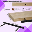 IAE Floating Wall Shelves 16 inch,Bathroom Shelves Wall Mounted,Invisible Shelves Floating Kitchen Shelves,Wooden Wall Shelves with Brackets for Living Room Wall Mounted,Easy Install,Set of 2,Natural by CozyNest Decor