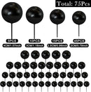 75 Pieces Black Cake Balls Topper Decorations Foam Cupcake Topper Mini Balloon Cake Topper Balls Cake Picks for Cake Deco Birthday Party Wedding by TinyTreasures Baby Boutique