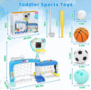 Toddler Basketball Hoop with Adjustable Height, 5 in 1 Toddler Sports Activity Center, Basketball Bowling Baseball Soccer Golf Set, Indoor Outdoor Sports Toy for Baby Birthday Present by TinyTreasures Baby Boutique