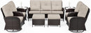 Joyside 9 Piece Patio Furniture Set, Outdoor Wicker Conversation Sets with Swivel Rocker Chairs and Sofa, Thick Cushion, Rattan Patio Sectional for Porch, Deck Use (Brown/Beige, 9 PCS) by GreenHaven Gardens