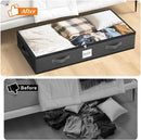 SpaceWhisper 90L Under Bed Storage Containers, 6-Pack Storage Bins with Clear Top, Foldable Closet Organizers and Storage with Label Holder for Clothing, Blankets, Comforter & Pillows (Grey) by CozyNest Decor