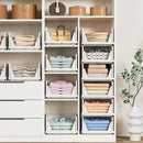 6 Pack Stackable Closet Storage Basket - Stackable Storage Bins, Multifunctional & Foldable Closet Organizer, Wardrobe Storage Space-Saving Clothes Storage Drawer Organizer, White by CozyNest Decor