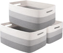 Large Storage Basket for Organizing, Woven Rope Basket for Shelves, Closet Organizer Bins for Clothes, Blanket, Toys, Baby Nursery Storage, 17.7" x 13" x 7.87", 3 Packs Gradient Grey by TinyTreasures Baby Boutique