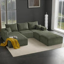 Boneless Sectional Cloud Couch Sofa Bed for Living Room, 112" Modular Modern Lounge 3 Seater Sleeper Green Couches with Chaise, No Assemble, Cordury Compression Upholstered Sofas by CozyNest Decor