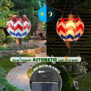 U.S Flag Hot Air Balloon Solar Lantern - Simulated Flickering Flame Stained Glass Light for Outdoor, Yard Hanging/ Waterproof IP65, Ideal 4th of July Gift for Patriot Veterans Patio Decor by GreenHaven Gardens