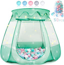 Baby Ball Pit for Toddler with 50 Balls, Pop Up Tent Kids with Star Lights for 1 2 3 Year Old Birthday Gift, 12-18 Months Baby Girl Toys with Carrying Bag, Indoor&Outdoor Play Tent for Kids(Green) by TinyTreasures Baby Boutique