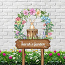 Personalized Rabbit Metal Sign with Stake,Custom Gardener Last Name Signs Outdoor Decor,Customized Flowers Gardening Birthday Gifts,Cute Animal Plaques for Patio Lawn Porch Backyard Farmhouse Outside by CozyNest Decor