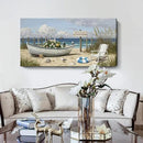 amatop Large Coastal Wall Art Nautical Beach Canvas Art Print Flower-Filled Boat on Sand Ocean Waves Seaside Seascape ArtworkSea Birds Marine Picture Home Decor for Living Room Bedroom Office 48×24 Inch by CozyNest Decor