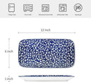 Selamica Ceramic Serving Platters, 12 Inch Serving Trays for Party Entertaining, Large Rectangular Serving Plates for Food, Set of 6, Vintage Blue by CozyNest Decor