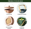Bamboozle - 1 Gallon Compost Bin, Comes with Hemp-Based Filter, Sustainable Materials, Indoor Countertop Composter, Home & Garden Supplies, Terracotta by GreenHaven Gardens