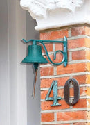 NACH Rustic Cast Iron Doorbell, Small Door Bells for Homes, Dinner Bell, Small Bell, Kitchen Door Bell, Turquoise Door Bell, 8.5x5x6.5 Inches, JS-90-091AT by GreenHaven Gardens