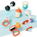 iPlay, iLearn Baby First Gym Rattle Set, Infant Dumbbell Weights Teething Rattles 3-6-12 Month, Newborn Workout Sensory Stroller Toy, Babies Birthday Shower Gift 5 7 8 9 10 Month Toddler Boy Girl-7PCS by TinyTreasures Baby Boutique