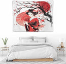 Japanese Red Geisha Tapestry Asian Cherry Blossom Traditional Kimono Folk Tapestries Home Decor for Living Room Bedroom Apartment Farmhouse Dorm 40"x30" by CozyNest Decor