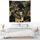 HZOHNAGO Japanese Tapestry Gold Flowers Umbrella Fan Pattern Printed Wall Tapestry Painting Wall Hanging for Bedroom Living Room Dorm 60" W x 60" H by CozyNest Decor