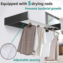 Laundry Drying Rack Collapsible, Wall Mounted Clothes Drying Rack. 39.37" Wide, 19.3 Linear Ft, 5 Aluminum Rods, with Wall Template, Screwdriver Bit (Black 1M) by CozyNest Decor