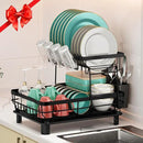 MOUKABAL Dish Drying Rack, 2 Tier Dish Rack, Large Dish Racks for Kitchen Counter, Dish Drainer with Removable Utensil Holder, Drainboard (Black) by CozyNest Decor