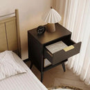 Fluted Night Stand with Opening Storage,Mid Century Bedside Table with Drawer,Modern Nightstand with Solid Wood Legs,End Table Side Table for Living Room,Bedroom,Black CTG56BK by CozyNest Decor